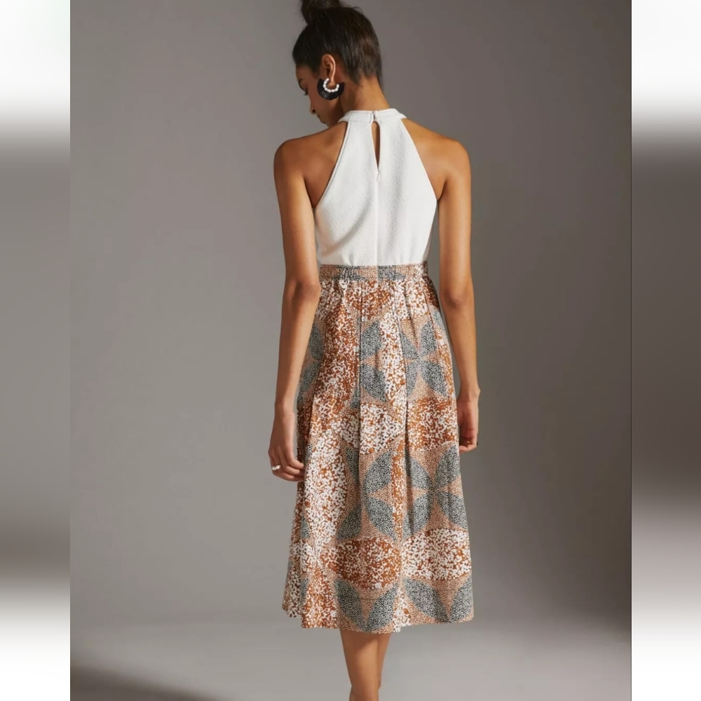 Anthropologie Sleeveless Mock Neck Twofer Halter Midi Dress - Picture 3 of 16